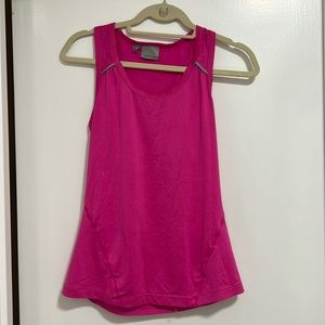 Athleta Tank Top Lace Racer Back Reflective Hot Pink Run Yoga size XS